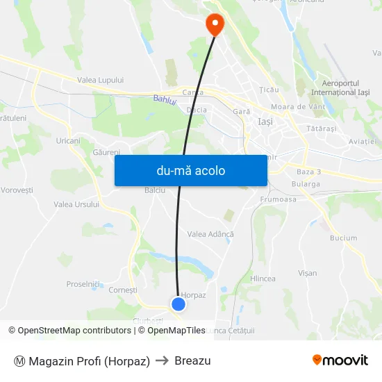 Harta de Ⓜ Magazin Profi (Horpaz) către Breazu
