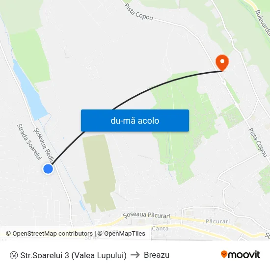 Harta de Ⓜ Str.Soarelui 3 (Valea Lupului) către Breazu