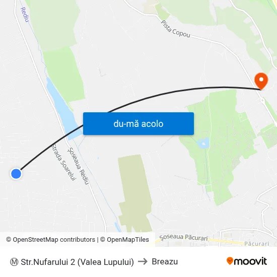 Harta de Ⓜ Str.Nufarului 2 (Valea Lupului) către Breazu