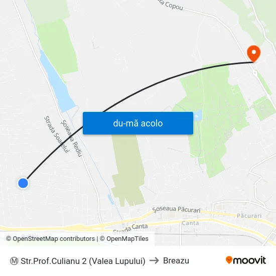 Harta de Ⓜ Str.Prof.Culianu 2 (Valea Lupului) către Breazu