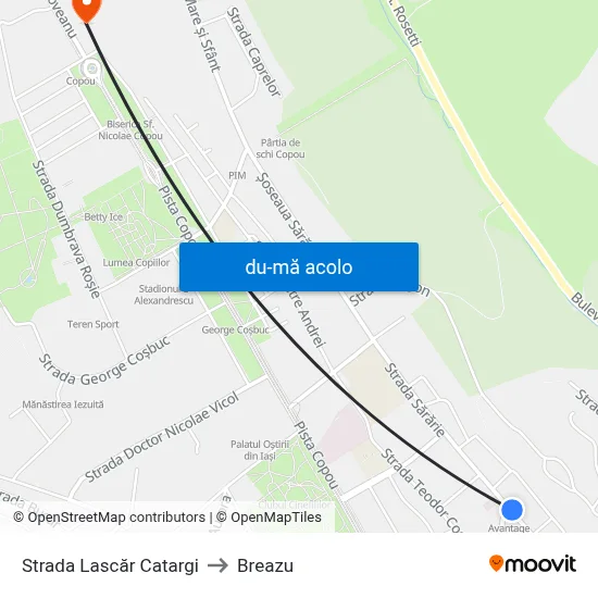 Harta de Strada Lascăr Catargi către Breazu