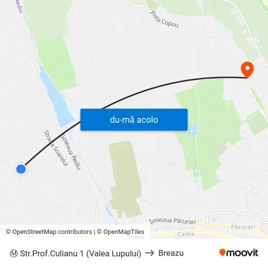 Harta de Ⓜ Str.Prof.Culianu 1 (Valea Lupului) către Breazu