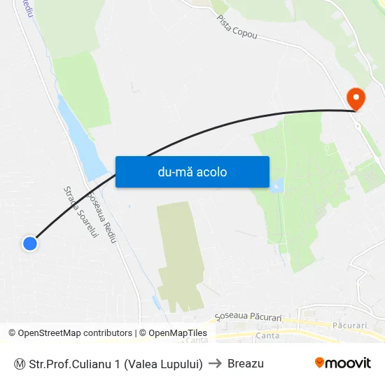 Harta de Ⓜ Str.Prof.Culianu 1 (Valea Lupului) către Breazu
