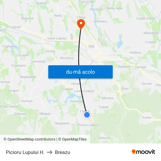 Harta de Picioru Lupului H. către Breazu