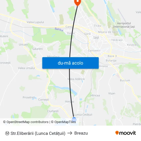 Harta de Ⓜ Str.Eliberării (Lunca Cetățuii) către Breazu