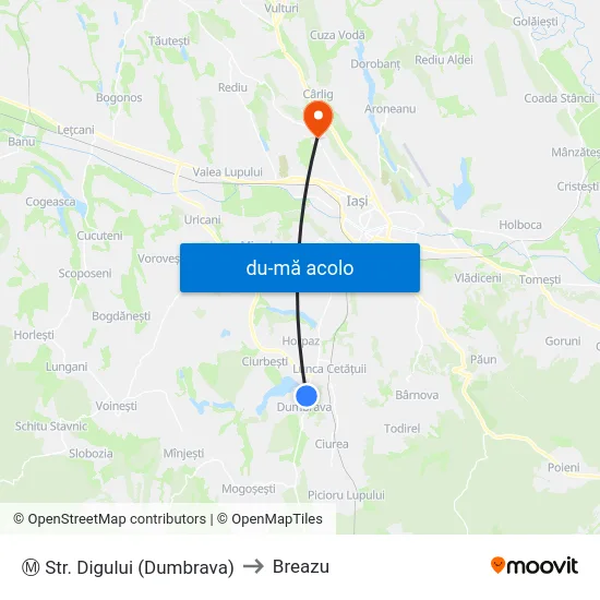 Harta de Ⓜ Str. Digului (Dumbrava) către Breazu