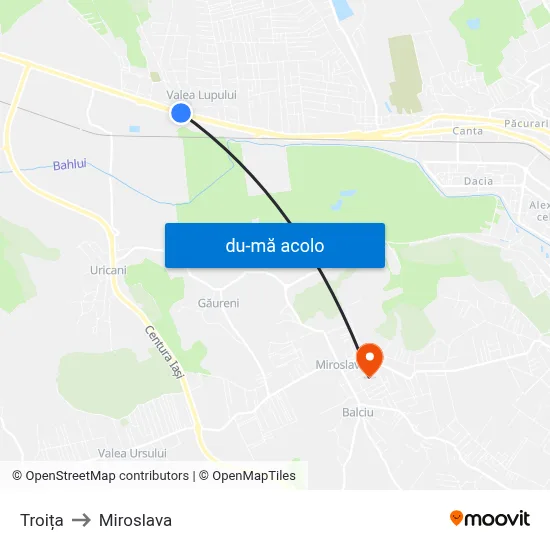 Harta de Troița către Miroslava