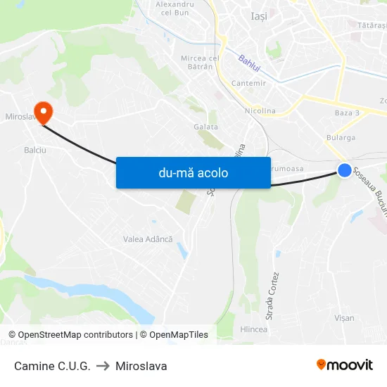 Harta de Camine C.U.G. către Miroslava