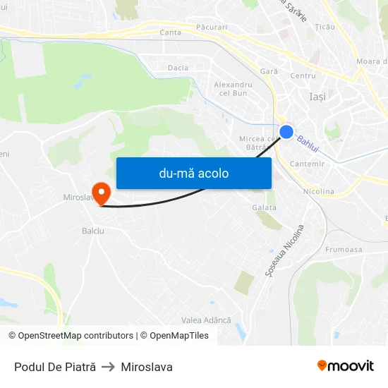 Harta de Podul De Piatră către Miroslava