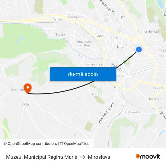 Harta de Muzeul Municipal Regina Maria către Miroslava