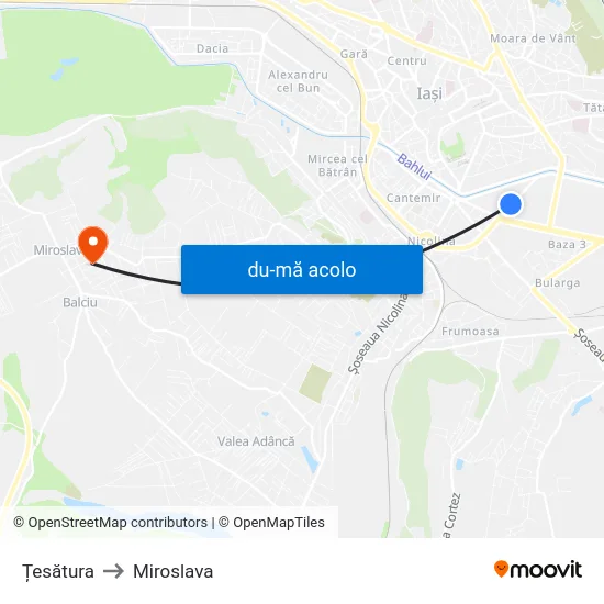 Harta de Țesătura către Miroslava