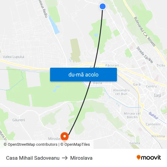 Harta de Casa Mihail Sadoveanu către Miroslava