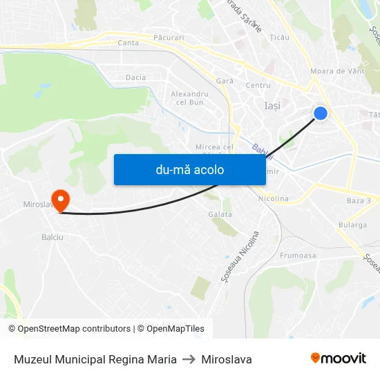 Harta de Muzeul Municipal Regina Maria către Miroslava