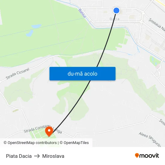 Harta de Piata Dacia către Miroslava