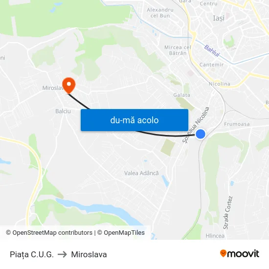 Harta de Piața C.U.G. către Miroslava