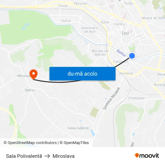 Harta de Sala Polivalentă către Miroslava