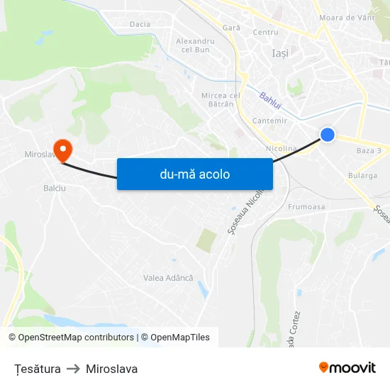 Harta de Țesătura către Miroslava