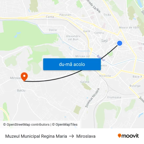 Harta de Muzeul Municipal Regina Maria către Miroslava