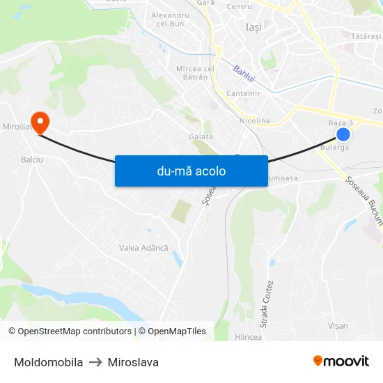 Harta de Moldomobila către Miroslava