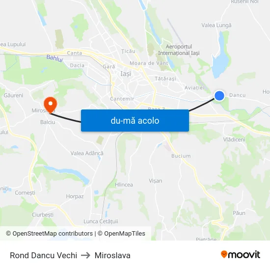 Harta de Rond Dancu Vechi către Miroslava