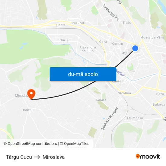 Harta de Târgu Cucu către Miroslava