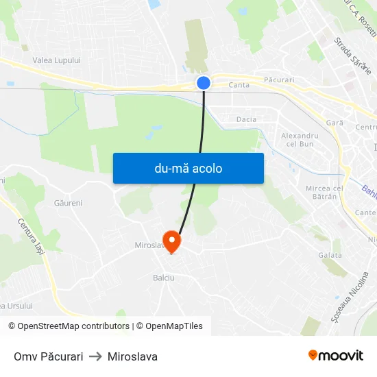 Harta de Omv Păcurari către Miroslava