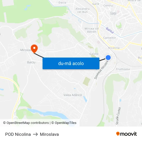 Harta de POD Nicolina către Miroslava