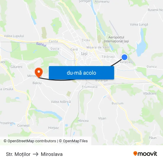 Harta de Str. Moților către Miroslava