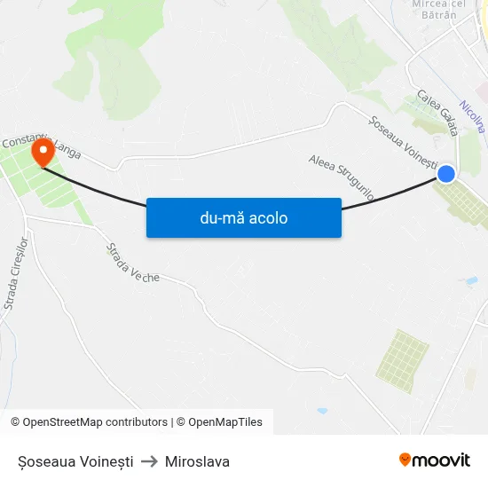 Harta de Şoseaua Voineşti către Miroslava