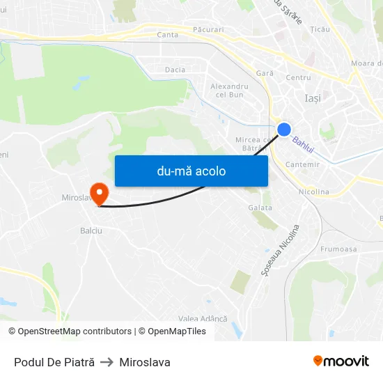 Harta de Podul De Piatră către Miroslava