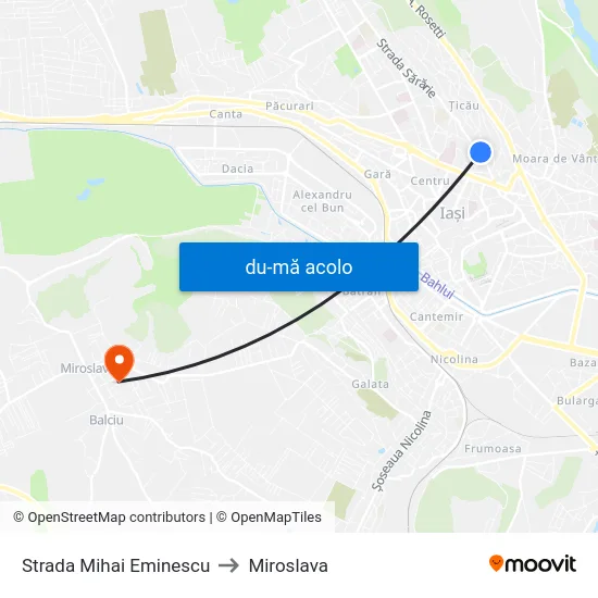 Harta de Strada Mihai Eminescu către Miroslava