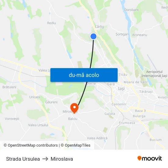 Harta de Strada Ursulea către Miroslava