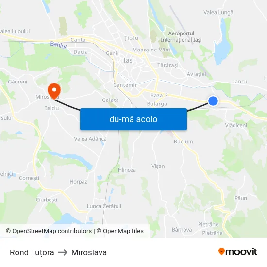 Harta de Rond Țuțora către Miroslava