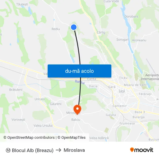 Harta de Ⓜ Blocul Alb (Breazu) către Miroslava