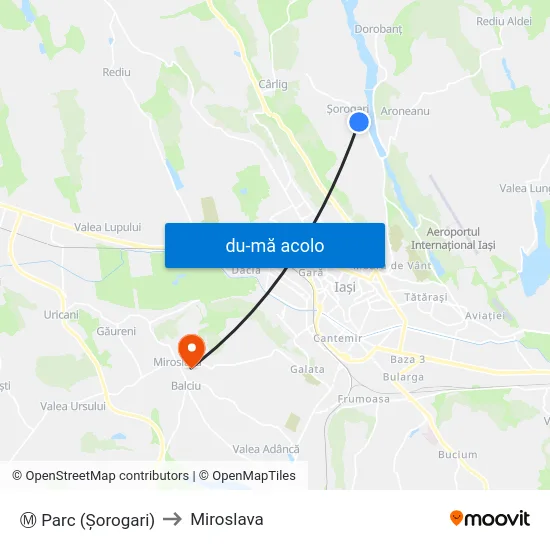 Harta de Ⓜ Parc (Șorogari) către Miroslava