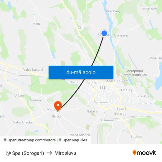 Harta de Ⓜ Spa (Șorogari) către Miroslava