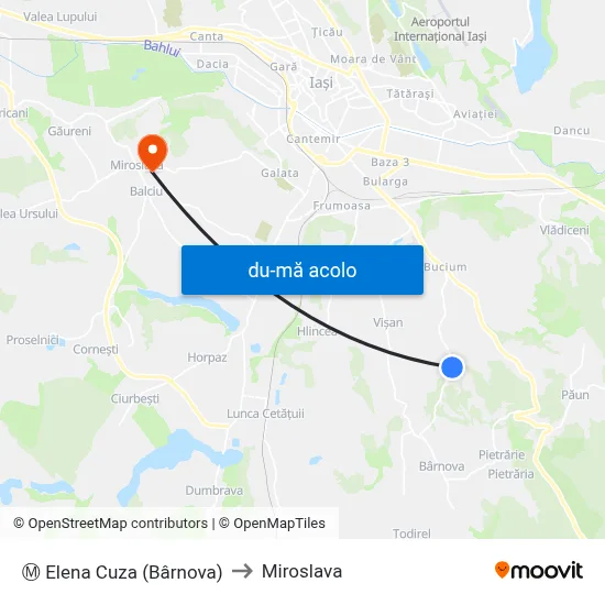 Harta de Ⓜ Elena Cuza (Bârnova) către Miroslava