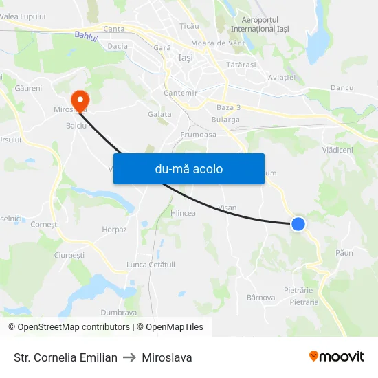 Harta de Str. Cornelia Emilian către Miroslava