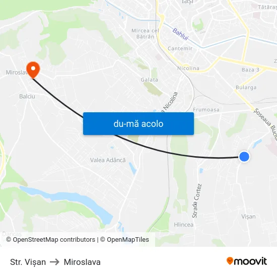 Harta de Str. Vişan către Miroslava