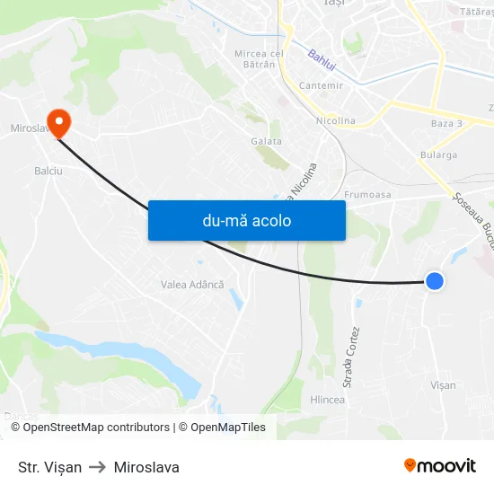 Harta de Str. Vişan către Miroslava