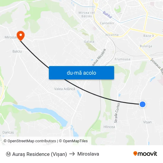 Harta de Ⓜ Auraş Residence (Vişan) către Miroslava