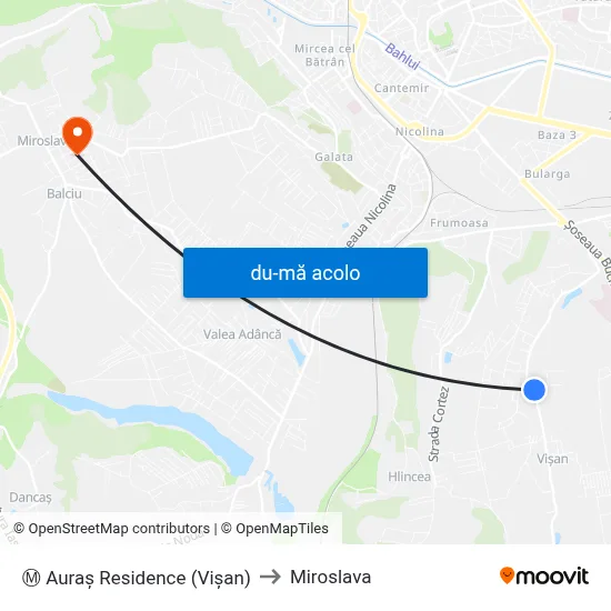 Harta de Ⓜ Auraş Residence (Vişan) către Miroslava