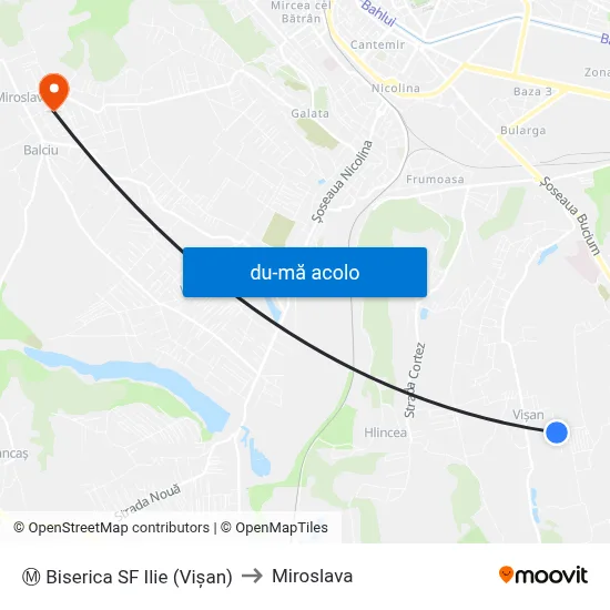 Harta de Ⓜ Biserica SF Ilie (Vişan) către Miroslava