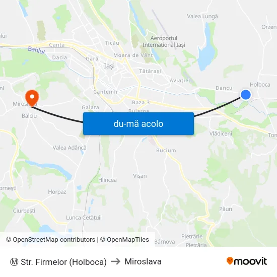 Harta de Ⓜ Str. Firmelor (Holboca) către Miroslava