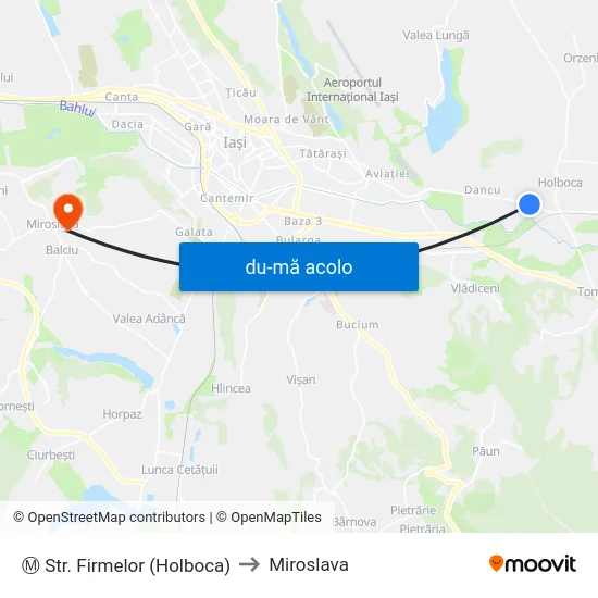 Harta de Ⓜ Str. Firmelor (Holboca) către Miroslava