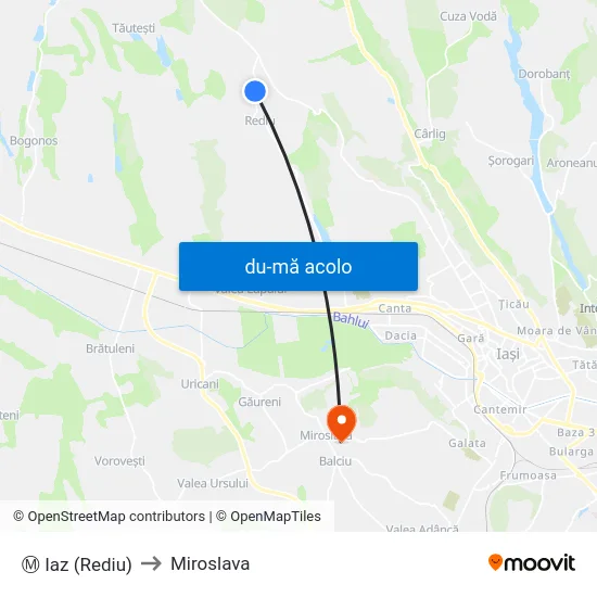 Harta de Ⓜ Iaz (Rediu) către Miroslava