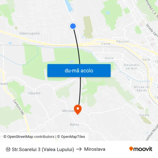 Harta de Ⓜ Str.Soarelui 3 (Valea Lupului) către Miroslava