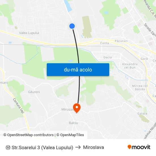 Harta de Ⓜ Str.Soarelui 3 (Valea Lupului) către Miroslava