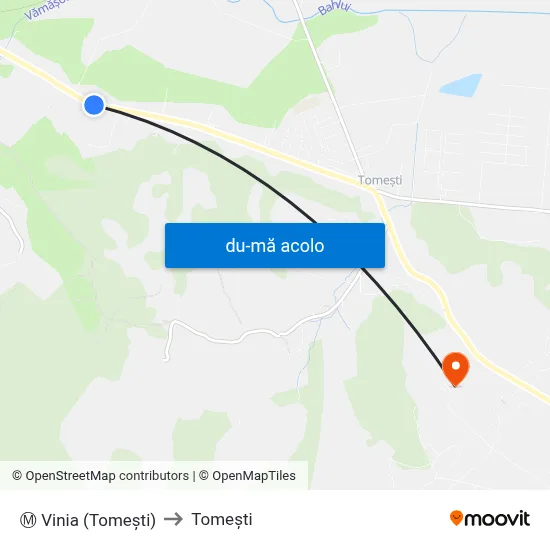 Harta de Ⓜ Vinia (Tomeşti) către Tomeşti
