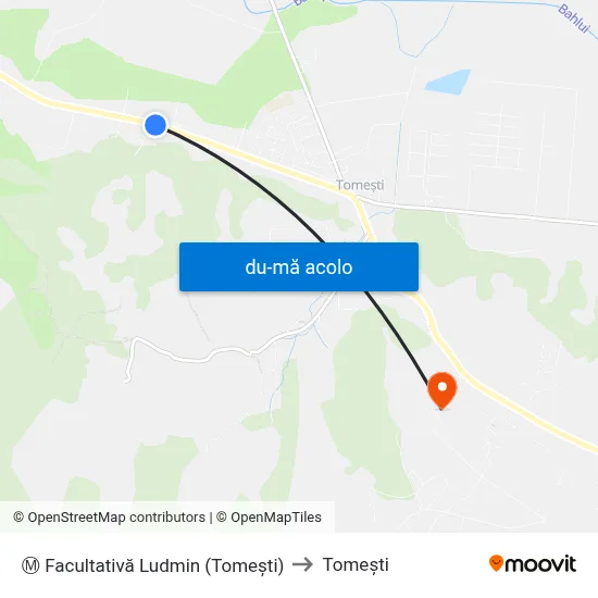 Harta de Ⓜ Facultativă Ludmin (Tomeşti) către Tomeşti